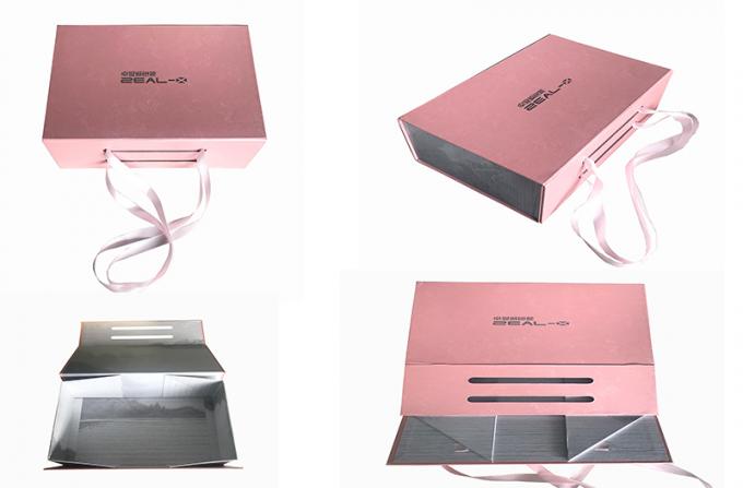 의류 포장을 위한 돋을새김 로고 접히는 선물 상자 분홍색 색깔 로즈