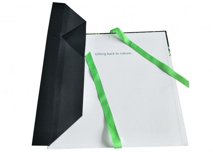 리본을 가진 재생된 녹색 접히는 마분지 발표 상자 주문 반점 UV 로고