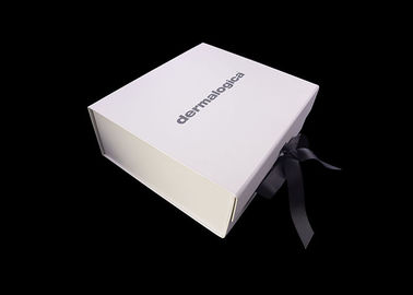 중국 까만 리본 마감 두꺼운 종이 접히는 상자, 백색 공상 선물 상자 공장