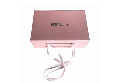 중국 의류 포장을 위한 돋을새김 로고 접히는 선물 상자 분홍색 색깔 로즈 공장