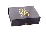 장방형 두꺼운 종이 까만 감광저항 및 뜨거운 금 로고를 가진 접히는 선물 상자 협력 업체
