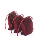 Jewelly Packaing를 위한 개인화된 빨간 우단 졸라매는 끈 주머니 포일 로고 협력 업체