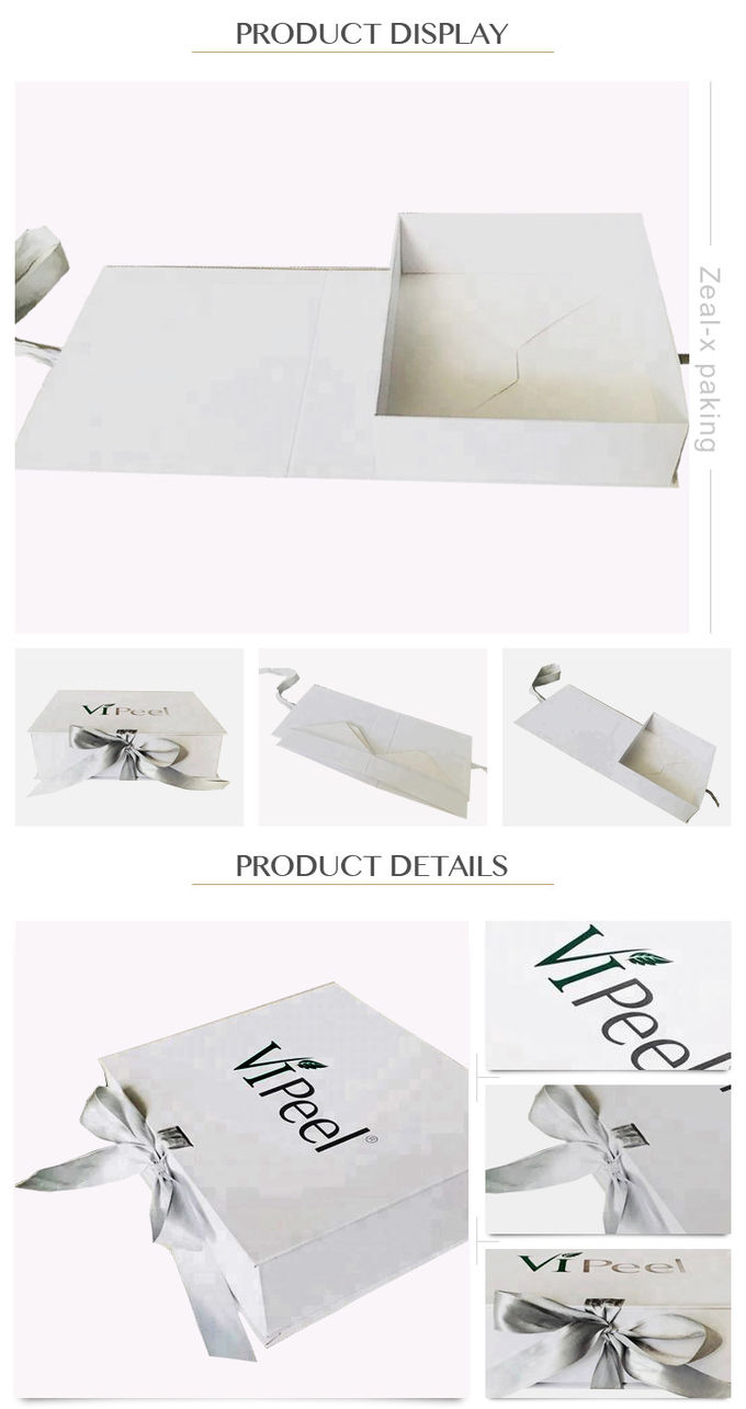 서류상 선물 상자 백색 리본 직사각형 모양 Panton 접히는 마분지 인쇄