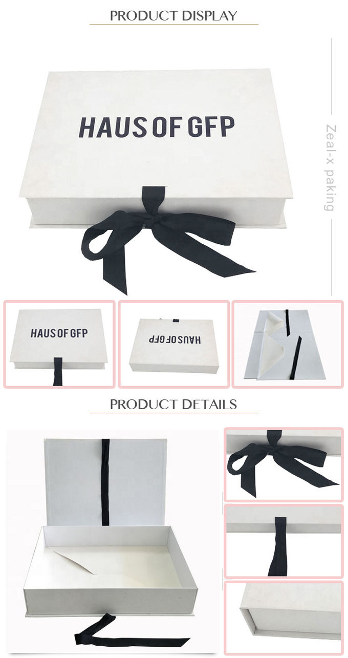 복장 포장을 위한 백색 편평한 접히는 리본 자석 마감 선물 상자 쉬운 수송